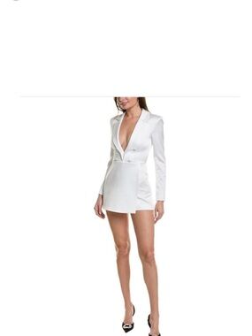 Elegant White Alice and Olivia Tuxedo Romper